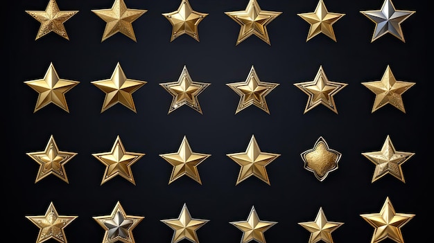 Kolekcja gwiazd zawierająca różnorodne, starannie wykonane ikony gwiazd