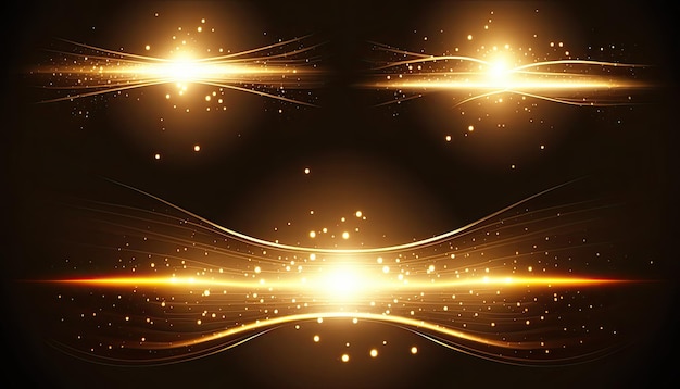 Zdjęcie kolekcja ilustracji wektorowych flary złotego przezroczystego światła wykonane przez sztuczną inteligencję