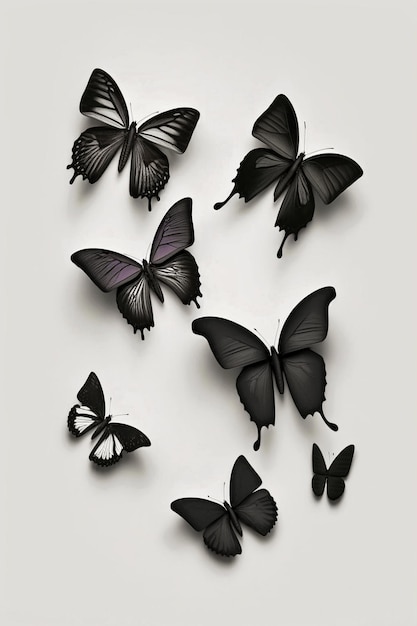 Kolekcja motyli na białym tle