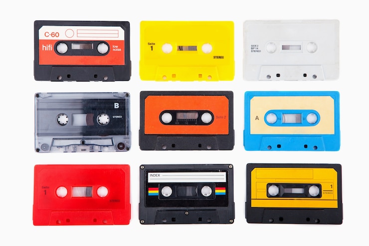 Zdjęcie kolekcja retro kasety audio