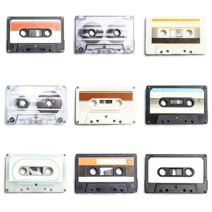 Zdjęcie kolekcja retro taśm audio