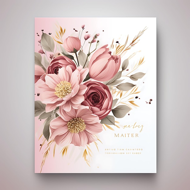 Kolekcja Romantic Blush and Gold Wedding Invitation Card Rectangular ilustracja projekt pomysłu