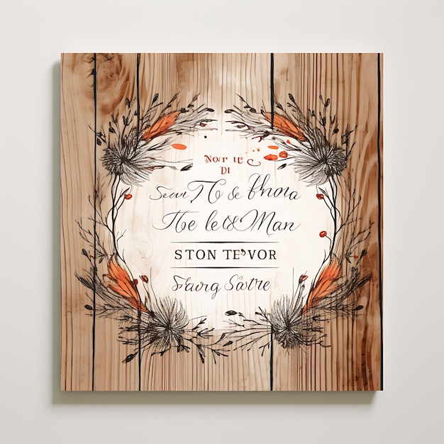 Kolekcja Rustic Woodgrain Wedding Invitation Card Square Shape Textur ilustracja pomysł projektowania