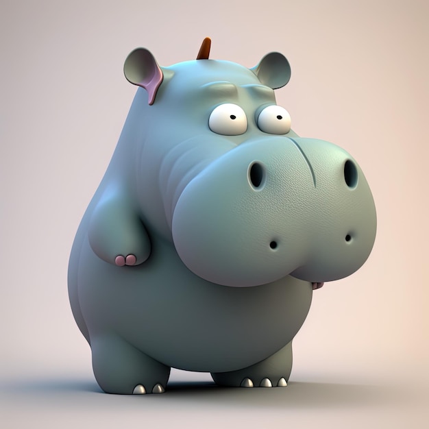 Kolekcja szczęśliwego uśmiechniętego radosnego stylu kreskówki Hipopotam znaków na letnie wakacje projekt Cartoon Hippo uśmiechnięty awatar generatywny AI