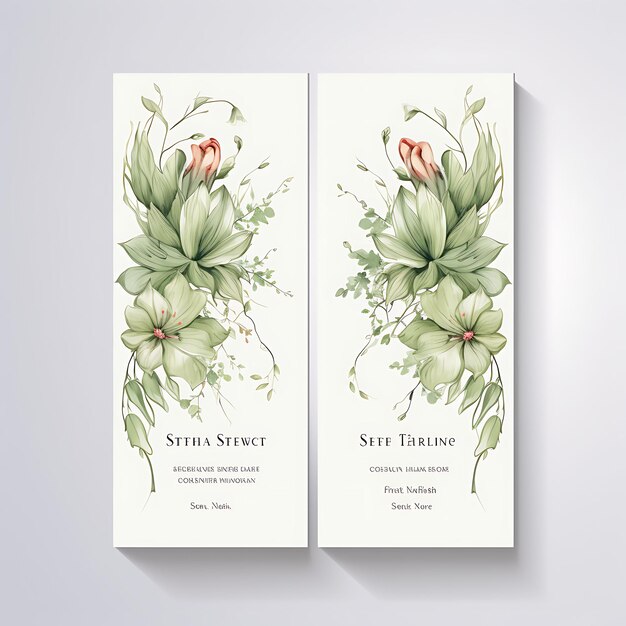 Kolekcja Vintage Botanical Watercolor Wedding Invitation Card Leaf Sh ilustracja pomysł projektowania