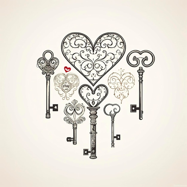 Kolekcja zabytkowych kluczy w kształcie serca