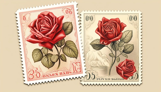 Zdjęcie kolekcja znaczków pocztowych na dzień świętego walentynki wygenerowana przez sztuczną inteligencję