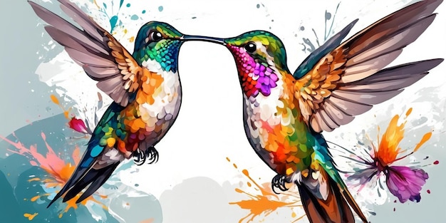 Kolibry z kolorowymi plamami i plamami