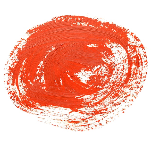 Zdjęcie koło czerwone pociągnięcie pędzla na białym tle