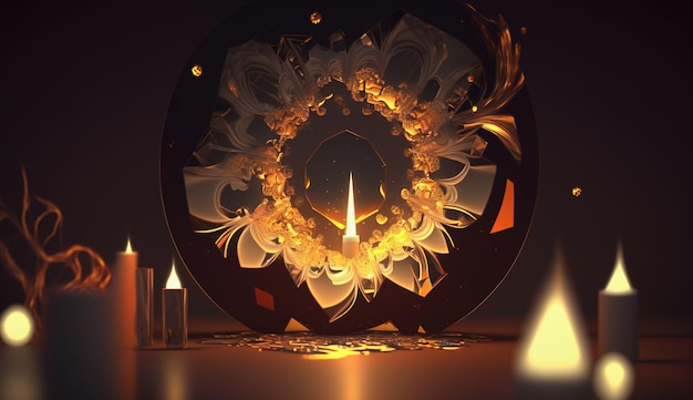 Zdjęcie koło ze świecą z napisem „ogień”.