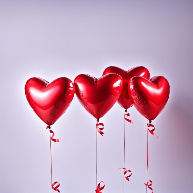Kolor czerwony Balony w kształcie serca izolowane na białym tle