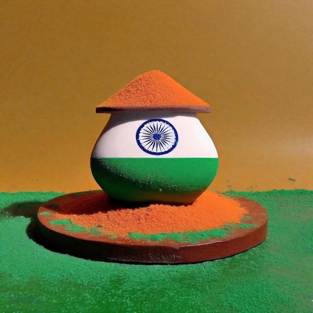 Kolor flagi indyjskiej POT podium HANDI kolor proszek na POT HOLI kolor czerwony pomarańczowy kolor biały