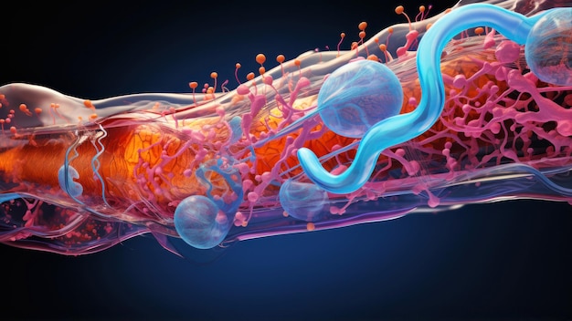 Zdjęcie kolor kanału białkowego przez błonę cyfrowa ilustracja naukowa