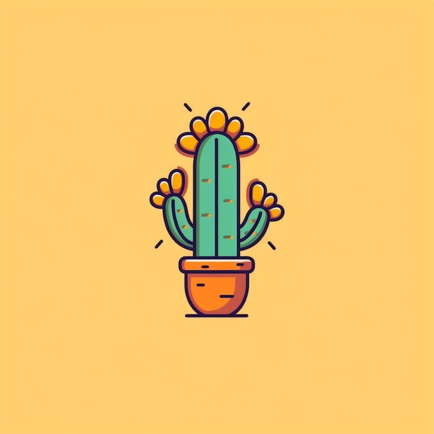 kolor płaski wektor logo kaktusa