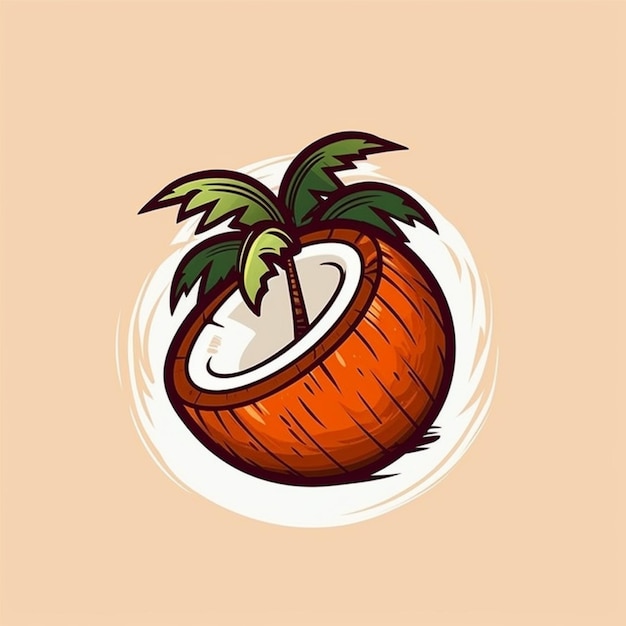 kolor płaski wektor logo młodych owoców kokosa