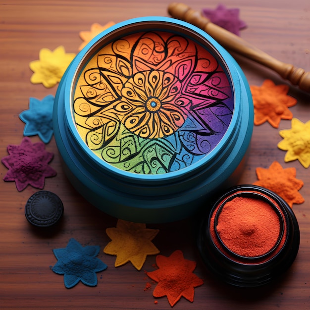 Zdjęcie kolor rangoli w stylu kreskówki