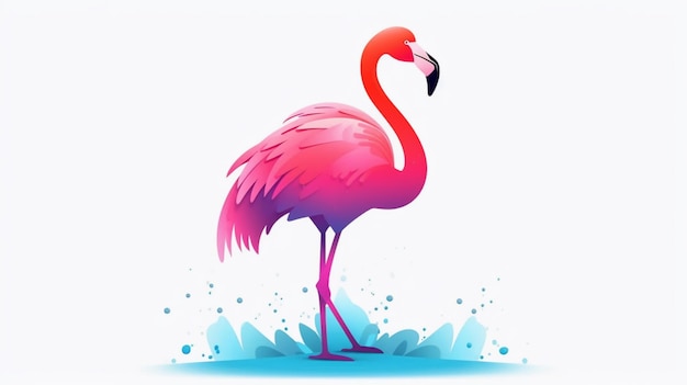 Zdjęcie kolor retro flamingo sztuka wektorowa białe tło simplegenerative ai