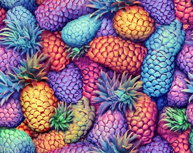Kolor rysunek ananasy bez szwu deseń rysunek malarstwo tło rysunek tropikalne ai generowane