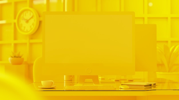 Kolor tła komputera żółty.