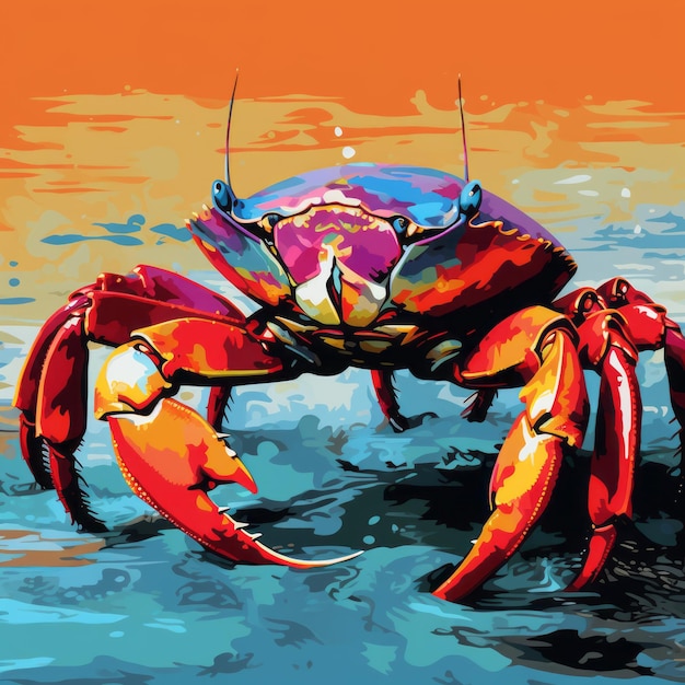 Kolor według liczb Crab Paint Popart Grafika zainspirowana Dariuszem Klimczakiem