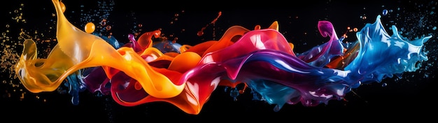 Zdjęcie kolorowa abstrakcyjna krzywa rozprysków wody pełna rozprysków w bliskim izolowanym tle