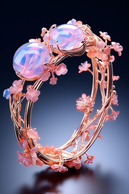 Kolorowa bransoletka z różowym złotym kwiatem w stylu futurystycznym