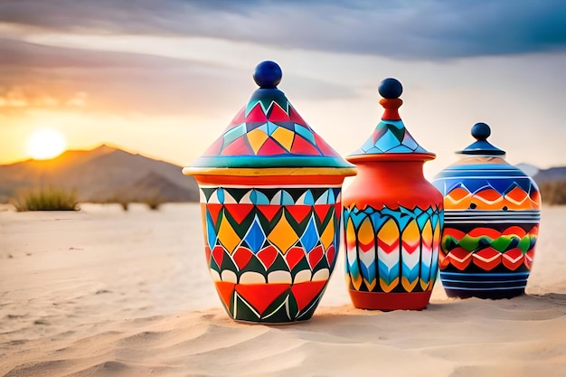 Kolorowa ceramika na piasku