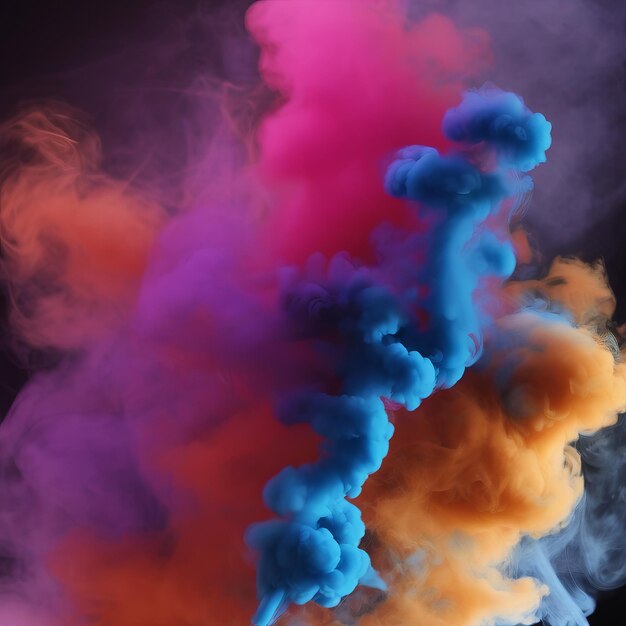 Kolorowa chmura dymu na czarnym tle Kolorowachchchch chmury dymu na czarnym tle abstrakcyjny dym