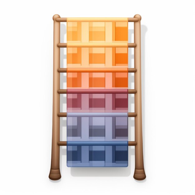 Zdjęcie kolorowa drabina z skryptami ogham pikselowa ikona stojaka na ręczniki w realistycznym stylu