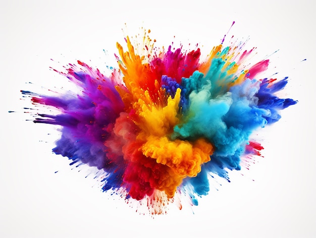 Kolorowa eksplozja farby holi w kolorze tęczy w proszku