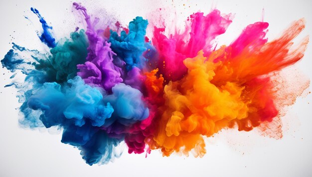 Kolorowa eksplozja farby izolowana na białym tle