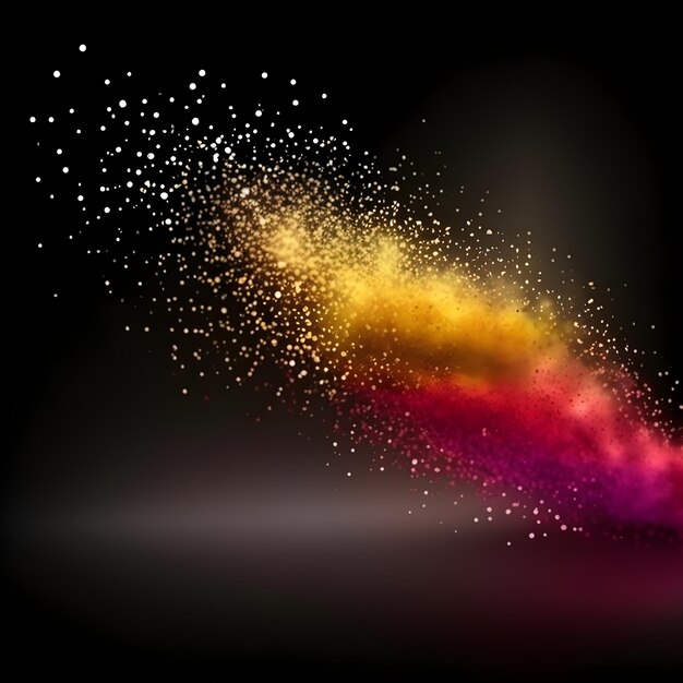 Zdjęcie kolorowa eksplozja na czarnym tle.