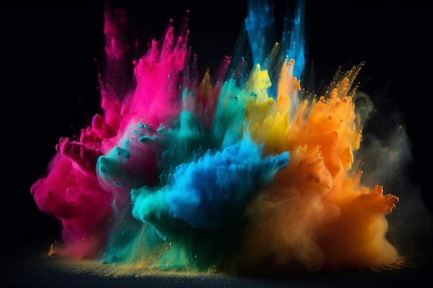 Kolorowa eksplozja proszku jest pokazana na tym obrazie.