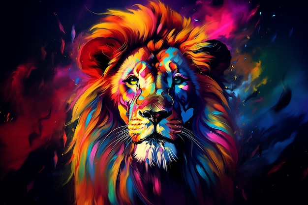 Kolorowa farba lwa z bliskiej odległości