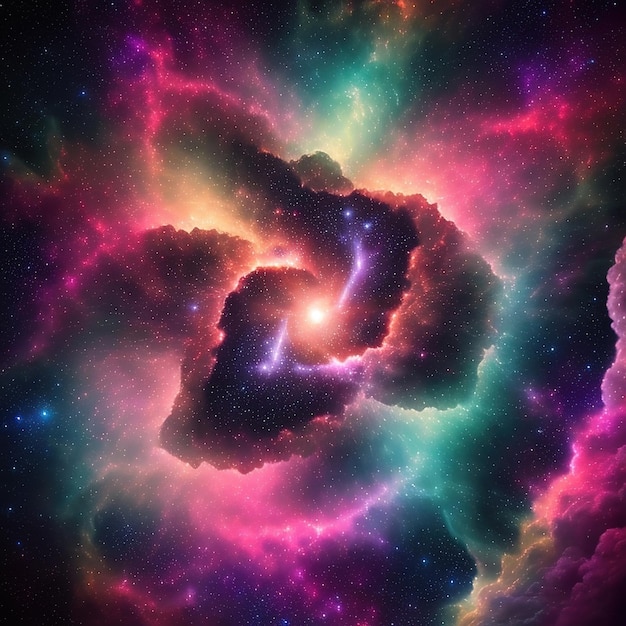 Kolorowa galaktyka z czarną dziurą w środku
