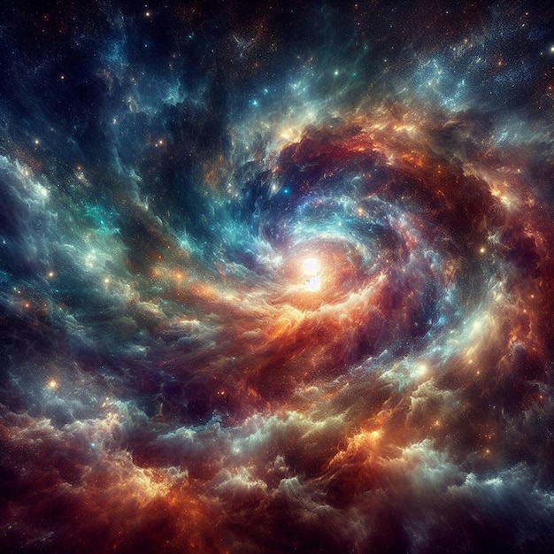 Kolorowa galaktyka z wszechświatem w tle.