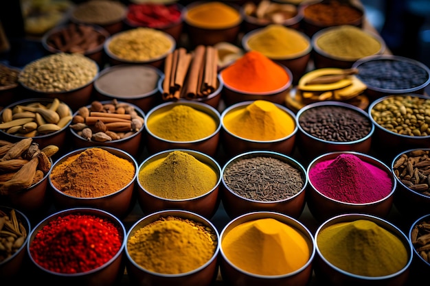 Kolorowa gama różnych indyjskich przypraw