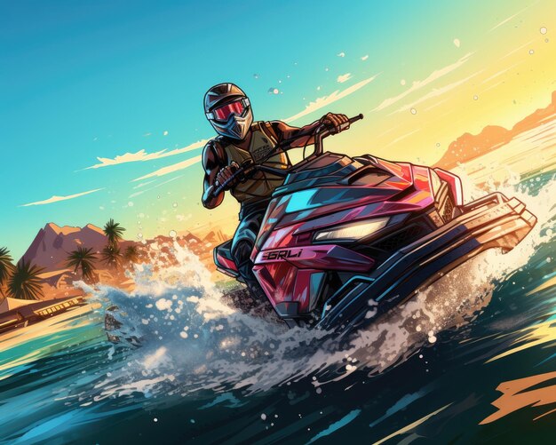 Kolorowa grafika w stylu komiksu Jetski