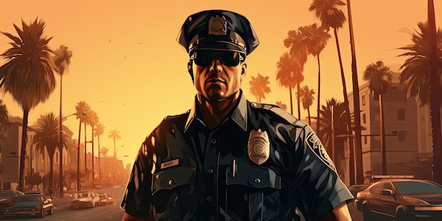 Kolorowa grafika w stylu komiksu policjanta