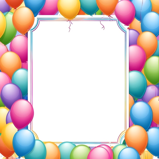 Zdjęcie kolorowa granica balonów z granicą, która mówi słowo na dole