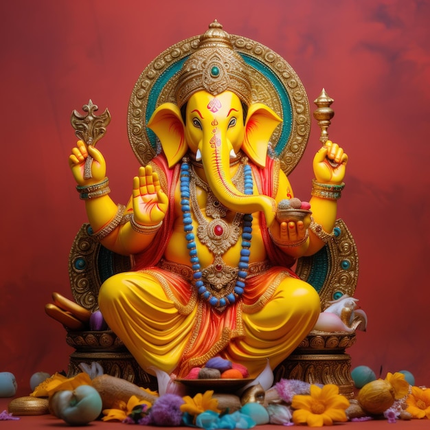 Kolorowa i dekoracyjna rzeźba lorda ganesha Koncepcja festiwalu Lord ganesha