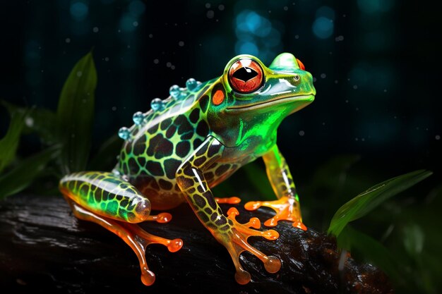 Kolorowa i świecąca żaba