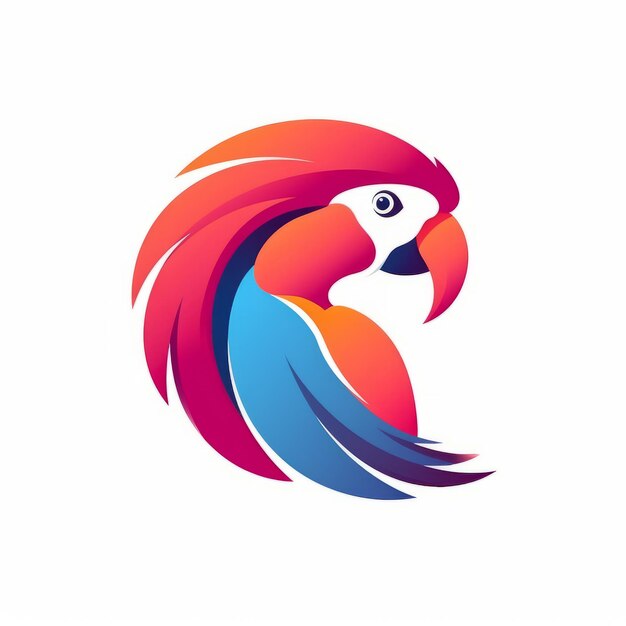 Zdjęcie kolorowa ikona logo papugi zabawny i minimalistyczny projekt