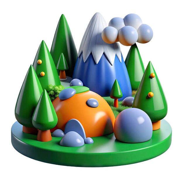 Zdjęcie kolorowa ilustracja 3d z księżycową tęczą i elementami gry