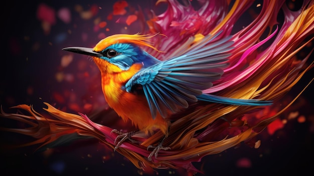 Kolorowa ilustracja abstrakcyjnego ptaka
