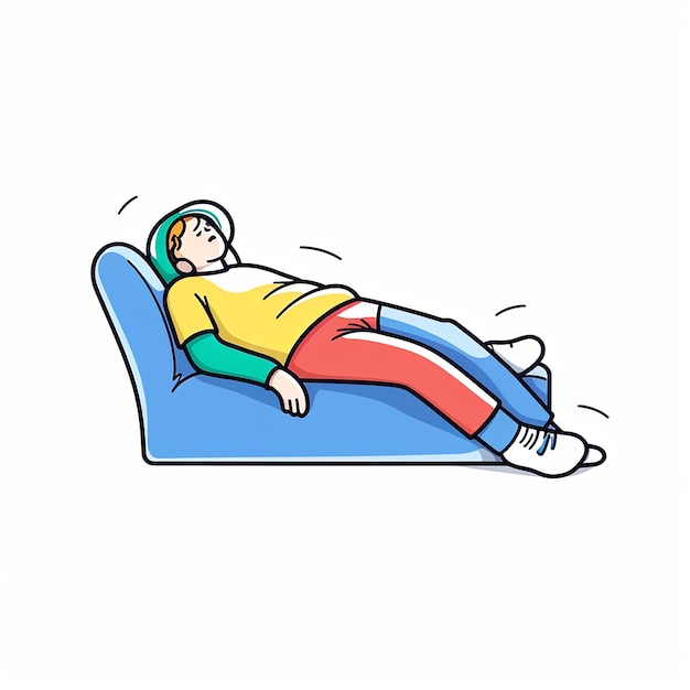 Kolorowa ilustracja artystyczna z wektorową linią leniwej osoby