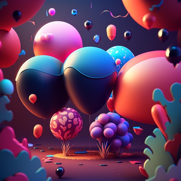 Kolorowa ilustracja balonu na urodziny z żywymi kolorami