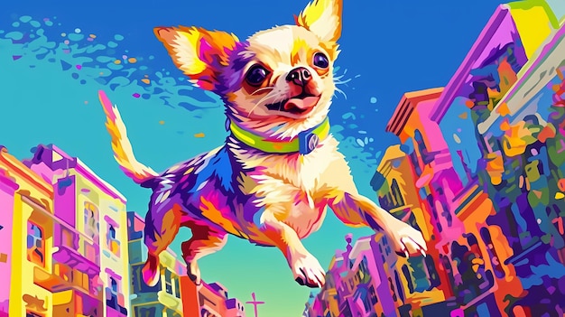 Kolorowa ilustracja Chihuahua Generatywne AI