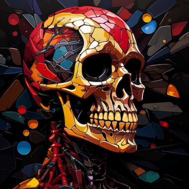 Kolorowa ilustracja czaszki