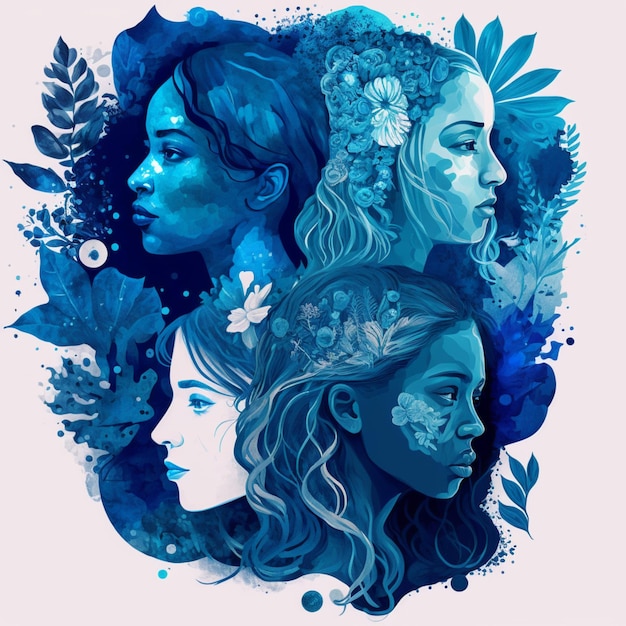 Kolorowa ilustracja czterech kobiet ze słowami